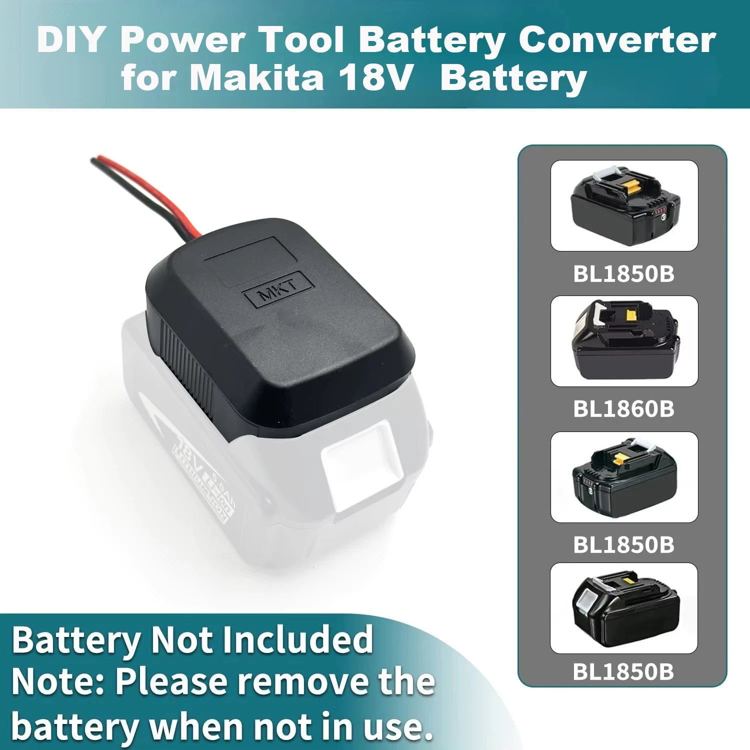 Makita18V 리튬 이온 배터리 출력 어댑터 용 DIY 배터리 케이블 커넥터 BL1830 BL1840 BL1850 전기 드릴 용 고품질