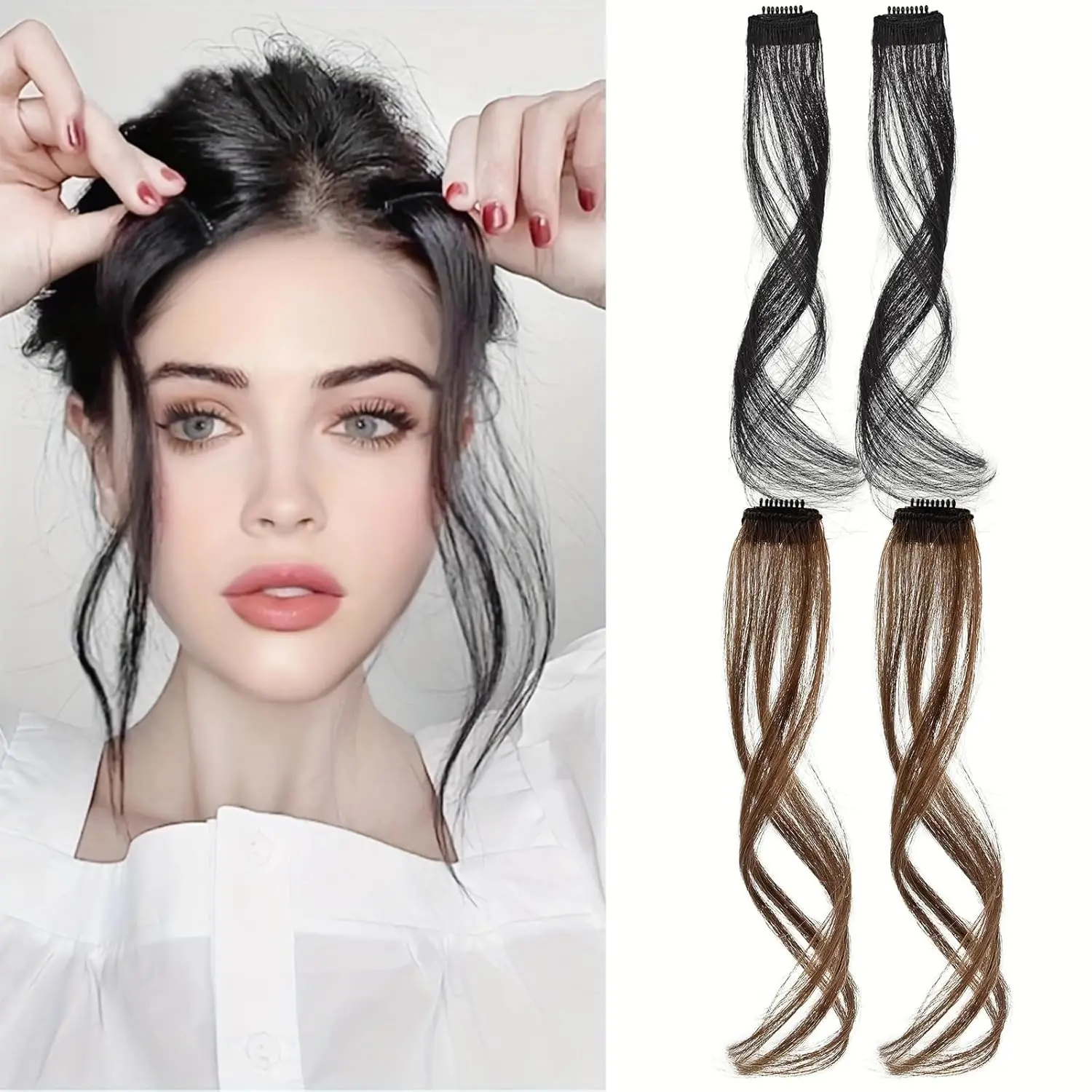 Long Dragon Beard Air Bangs para mulheres e meninas, franja de cabelo, onda frontal, uso diário, franja de cabelo, 14"