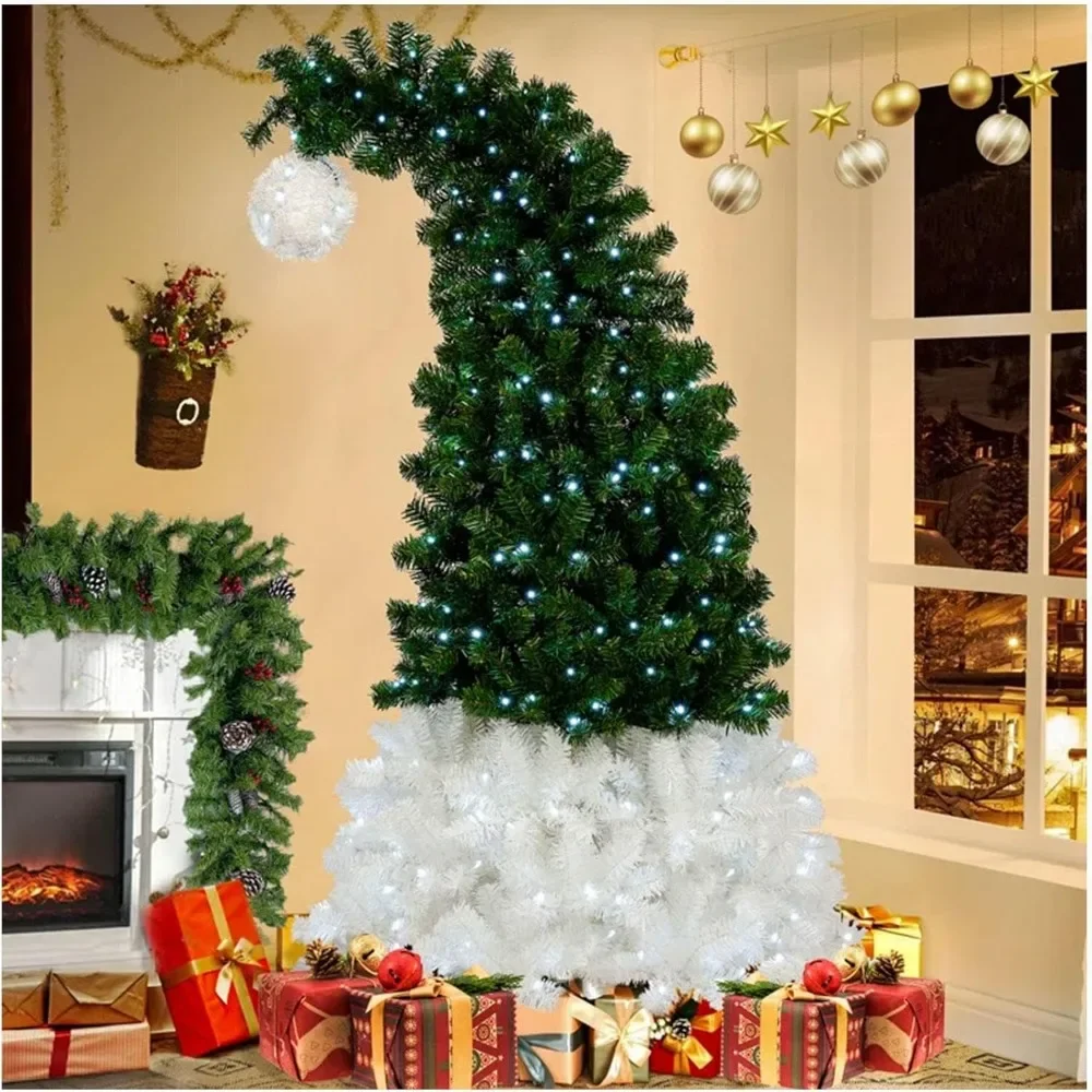 Christmas Tree Pre Installed Lights with Clear LED Lights, Green, Bendable Top Festive Christmas Tree Decoration 6-foot