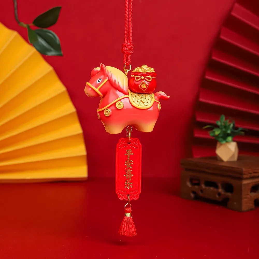 

Tang Horse Chinese New Year Decoration Traditional Cute Spring Festival Car Hanging Pendant Kawaii with Tassel
