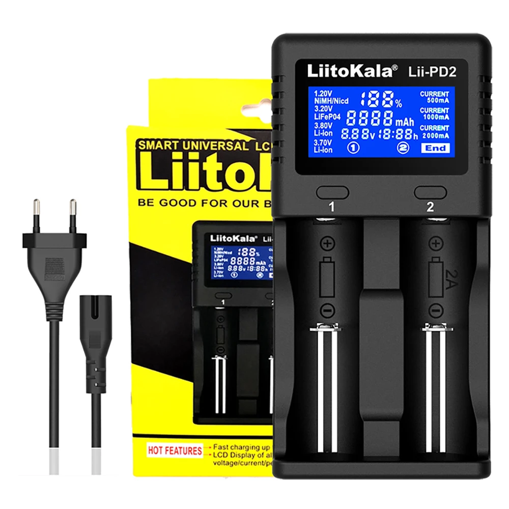 Liitokala Lii-S12 Lii-PD2 Lii-PD4 18650 Battery Charger for 1.2V 3.7V 9V NiMH 26650 21700 18350 18500 14500 AA  AAA Batteries