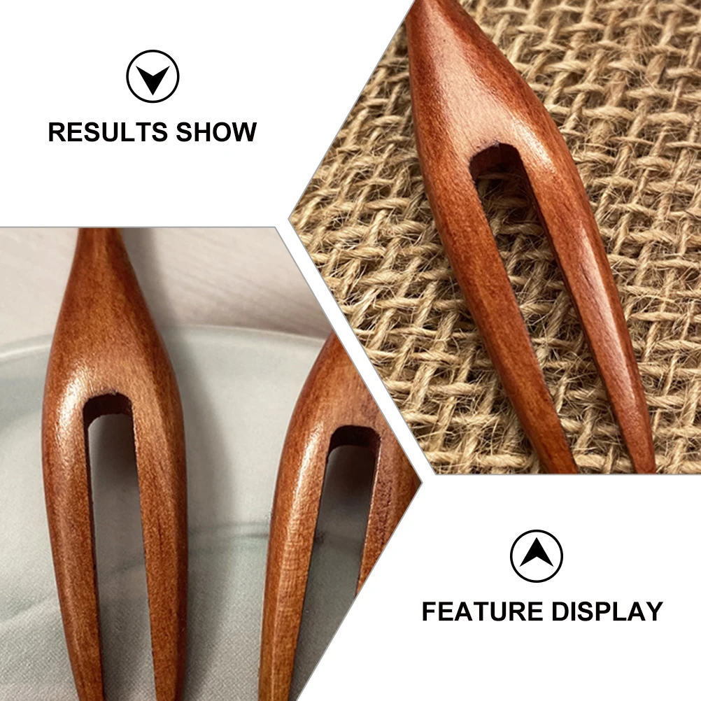 

2pcs Fruit Forks Natural Wood Strong Two Dessert Pastry Olive Appetizer Forks Catering Buffet Kitchen Tableware for Cheese