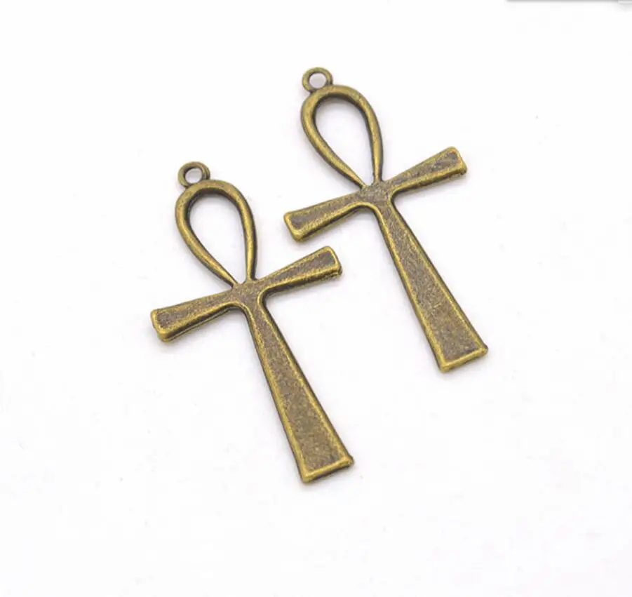 30pcs 55x29mm 3 Colors Egyptian Ankh Life Symbol Big Ankh Cross Charm Ankh Cross Pendant F0212