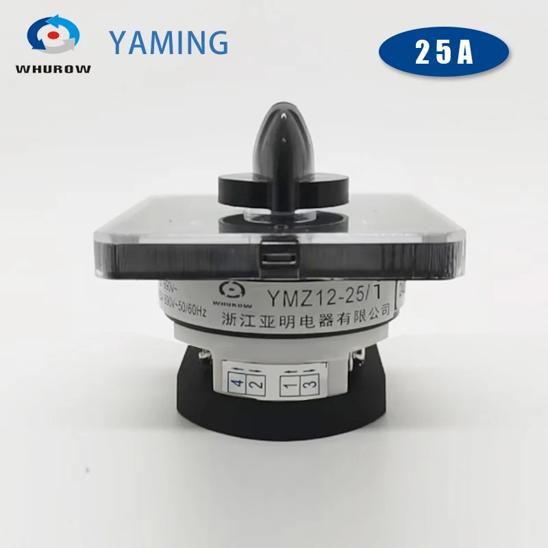 25A Rotary Changeover Switch Isolator Silver Contact Power Control Interuptor Knob ON-OFF-ON Multi Positions YMZ12 LW31