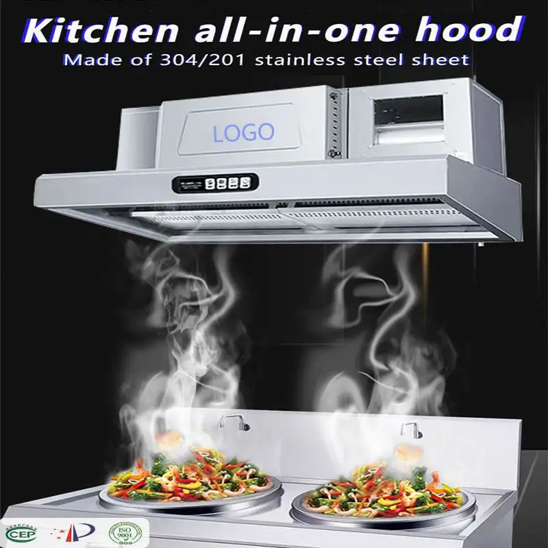 Commercial Kitchen Smart Range Hood with ESP Over 98% Removal Rate