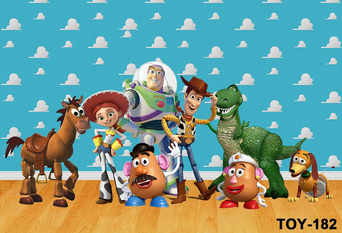 قصة لعبة أطفال حفلة عيد ميلاد الخلفيات الفراش ديكورات للحائط ملصق الأسرة الاحتفال خلفية للتصوير الفوتوغرافي