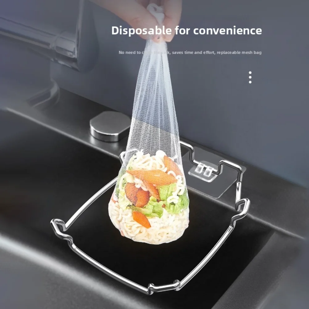 For Cabinet Doors Sink Scrap Filter Kitchen Drain Rack Kitchen Waste Disposal Silver Kitchen Garbage Bag Holder