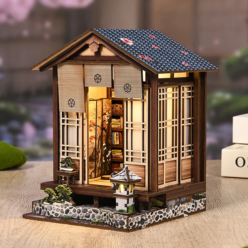 Kit modello in miniatura in legno per angolo libro fai-da-te Muschio-Lantern Harmony Garden Fermalibri Puzzle 3D con luce a LED per regalo di compleanno per amici