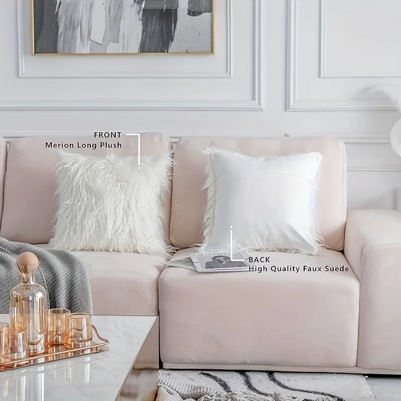 Pack of 1 Soft Luxury Long Faux Fur Plush Throw Pillow Cover, for Living Room, Sofa, Bed, Car, Party Decorative (No Pillowcore)