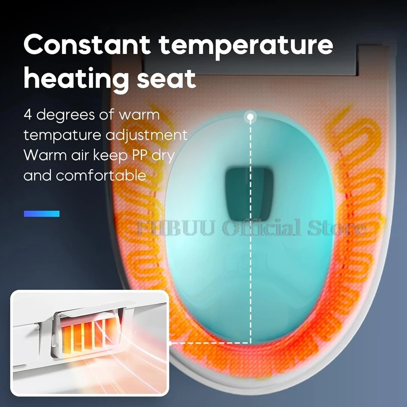 Imagem -06 - Vaso Sanitário Inteligente Construído em Bidê Peça Única Vaso Sanitário Inteligente para Banheiros Assento Aquecido com Descarga Automática Água Quente Display Led Alongado