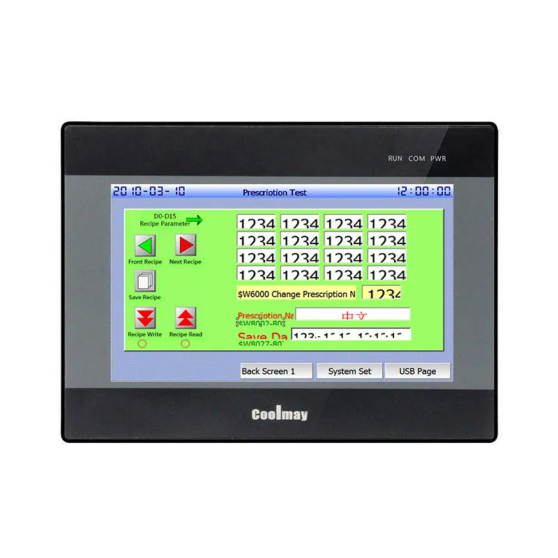 Coolmay حديثا 7 بوصة HMI PLC كومبو يدعم 24DI 20DO ومحرك سيرفو عالي السرعة للتحكم في النبض مختلط نقاط تناظرية مختلفة