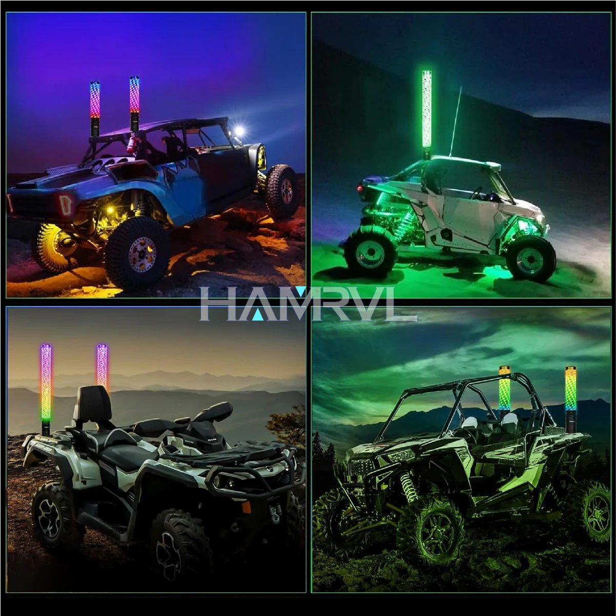 1/2pcs Spiral RGB LED Fat Whip Light Music Adjustable speed dimming Sound Activated Chasing Whip Lights for RZR UTV ATV Off Road