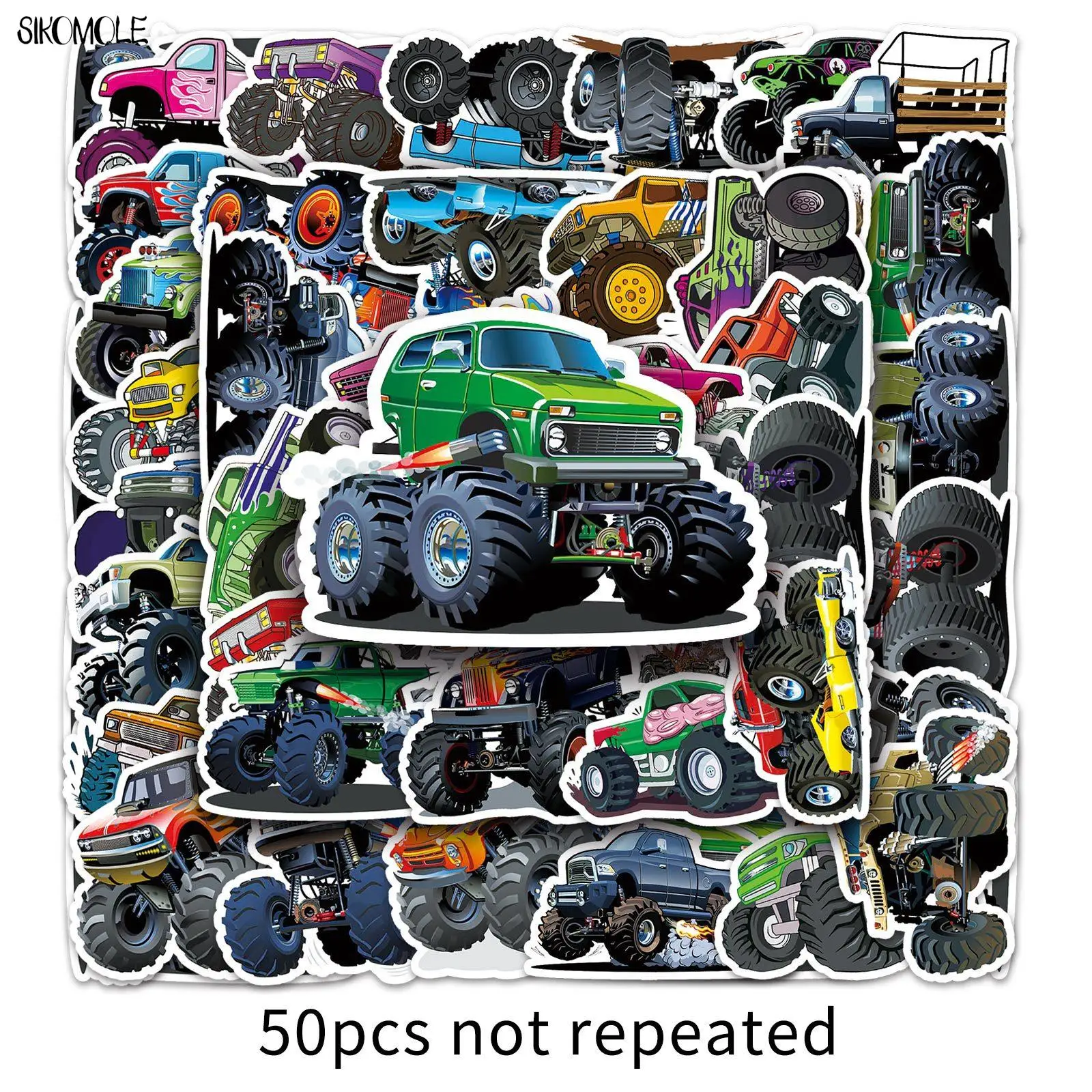 10/30/50pcs Carino Monster Truck Adesivi Auto FAI DA TE Per Bambini Laptop Valigia di Skateboard Chitarra Del Fumetto Graffiti Adesivo Regalo Del Capretto giocattolo