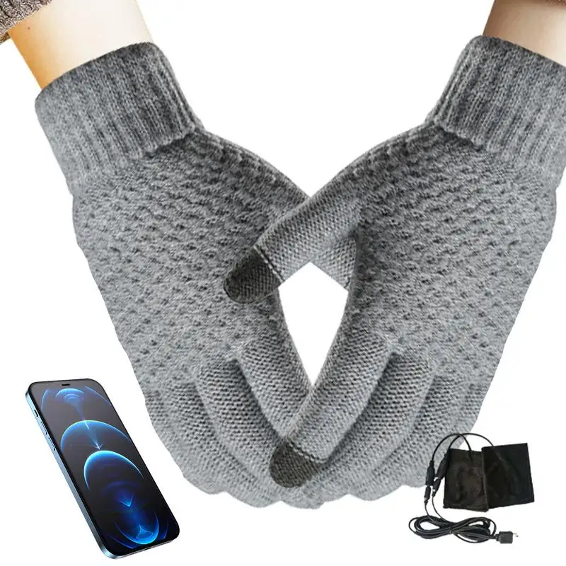 Heated Mittens For Women Velvet USB Heating Mittens Touchscreen Winter Hands Warm Gloves For Males Men Females Women