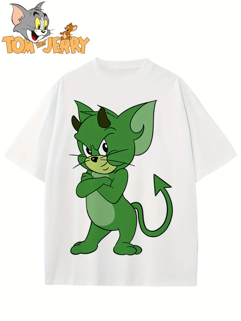 رائجة البيع 2025 الصيف توم وجيري 1 قطعة رجل الجرافيك طباعة القطن تي شيرت استرخاء صالح الراقية الفاخرة لكل من الرجال والنساء