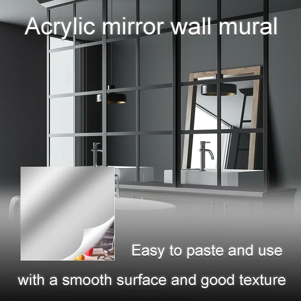 SelfAdhesive Mirror Wall Sticker Soft Acrylic Material Bathroom Home Room Bathroom Decor Easy To Stick Smooth Full Body Mirror