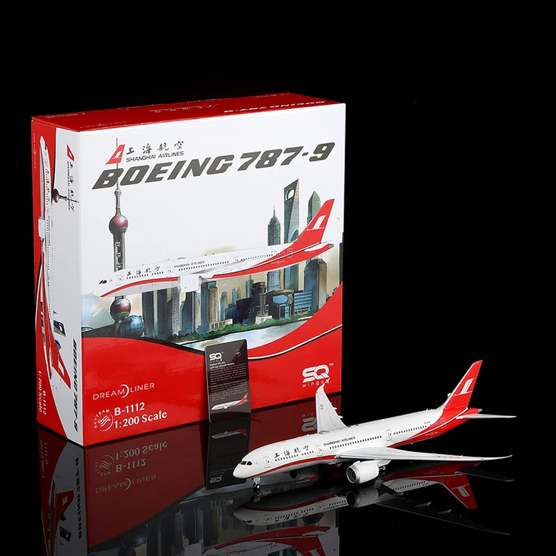 

Коллекционная модель самолета L2223 из сплава, подарок, SQ Wings 1:200, Shanghai Airlines "Dreamliner" Boeing B787-9, литая под давлением модель реактивного самолета B-1112