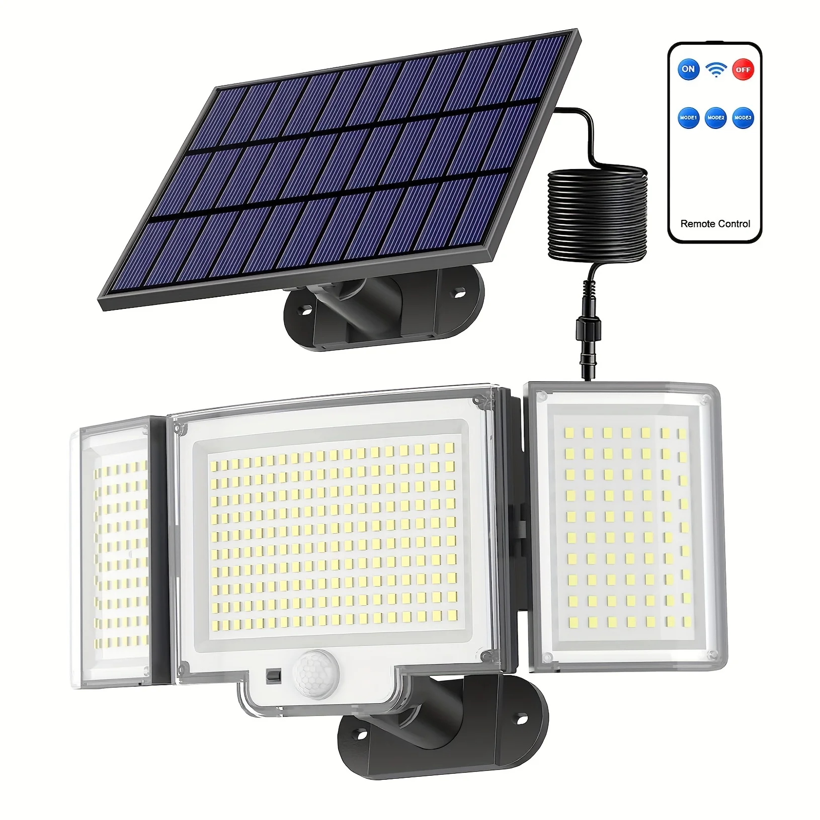 Solar Lights Outdoor 328 /348 LED Bright Security 3 Modes Flood Lights IP65 Waterproof Wall Lamp with Remote for Yard Garden