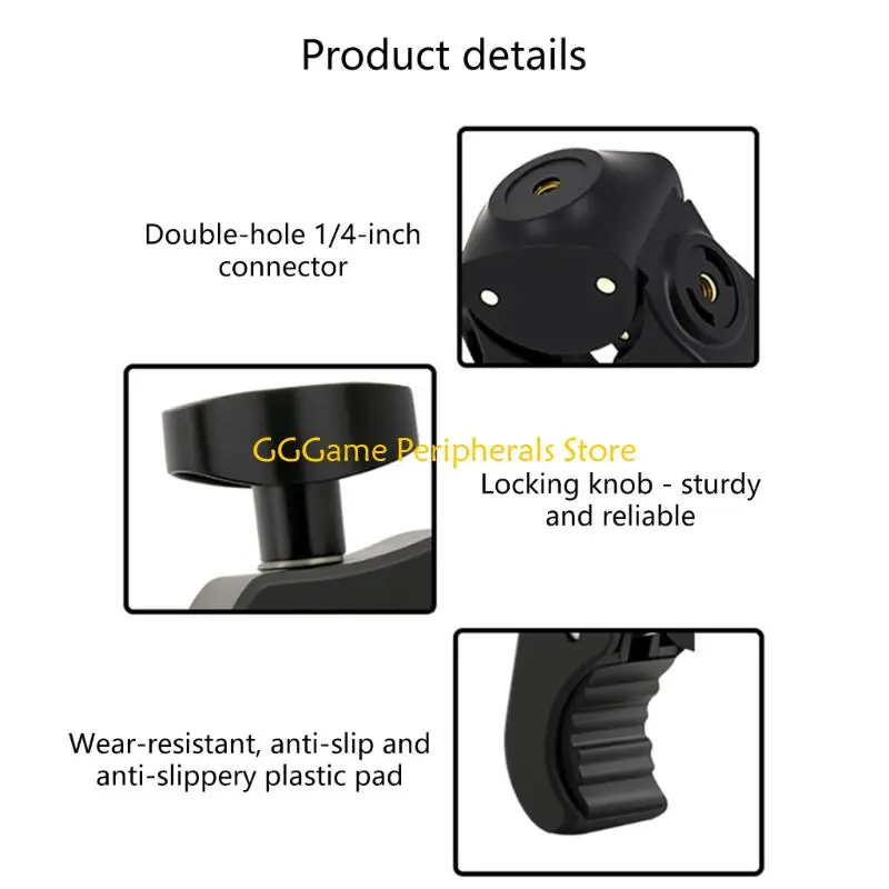 U55B Clamp Grip for 1/4 Inch Screw Port Mounting Action Camera on Bike Handlebar