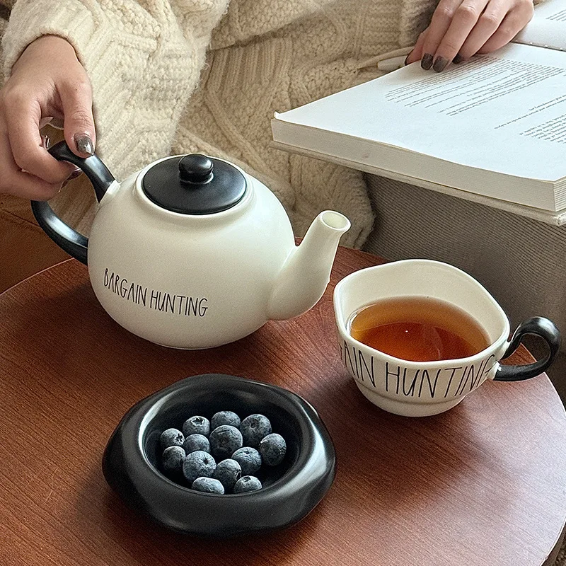 

French Ins Style Water Set Handmade Irregular Underglaze Color Exquisite Afternoon Tea Coffee Shop Tea Set