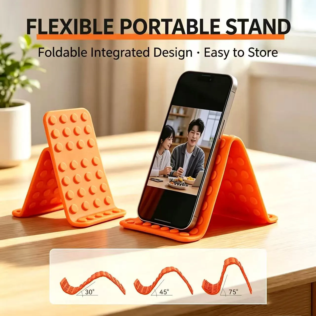 Portable Universal Phone Stand Angle Adjustable Silicone Desktop Tablet Laptop Holder Foldable Transforming Bracket with Hook
