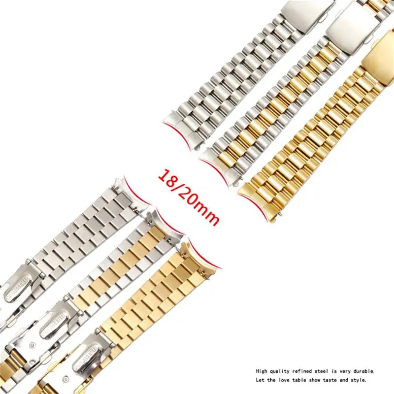 Stainless steel watchband for Citizen Enicar wristband 20mm 22mm curve end steel strap with folding buckle