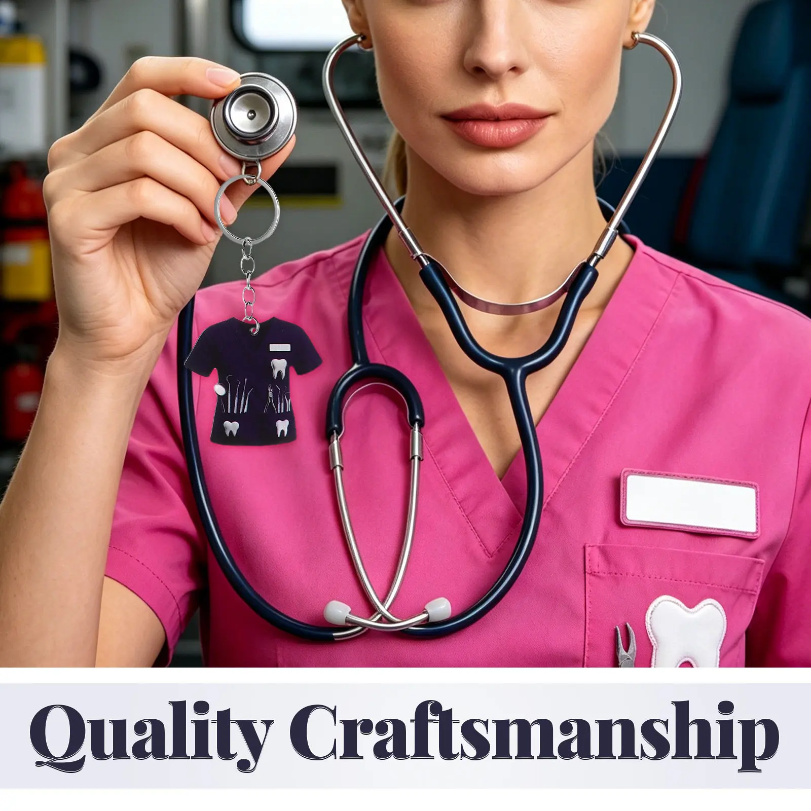 5Pcs Dental Doctor Keychains Metal Engraved Dentist Appreciation Presents Graduation Keepsake Party Favors Bag Pendant