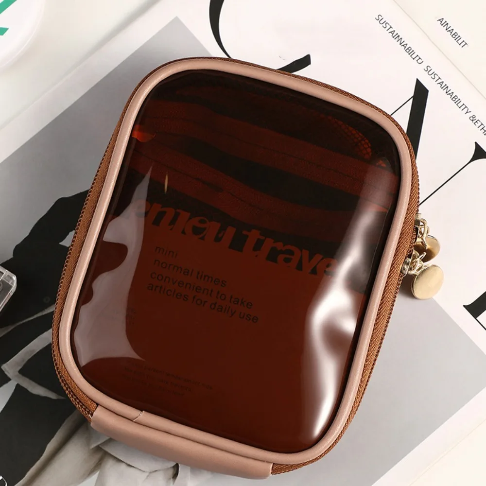 

Makeup Pocket Mini Makeup Bag Clear Mesh PVC Transparent Cosmetic Bag Large Capacity Lightweight Skincare Storage Bag Women