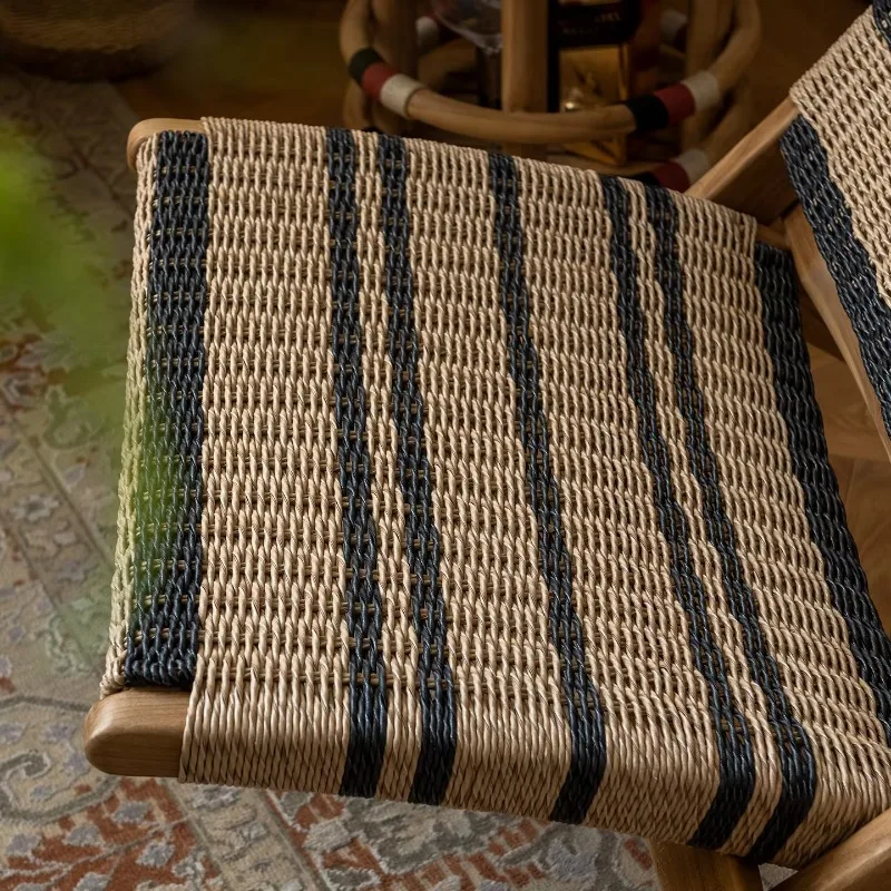 

Modern Wooden Folding Chair Outdoor Camping Beach Chair Woven Rope Leisure Chair