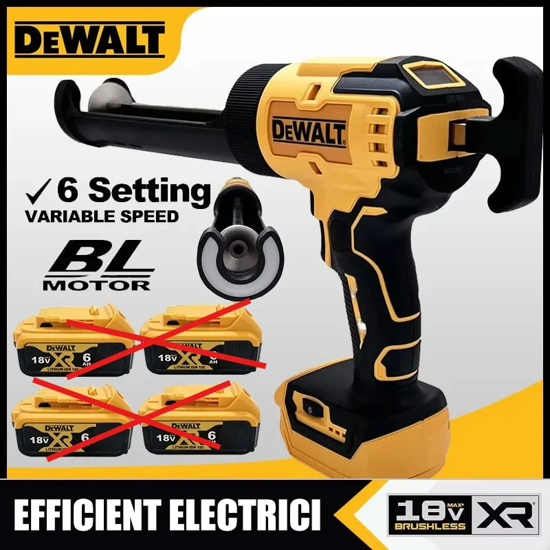 

DeWalt Cordless Electric Caulking Gun 6-Speed for Doors Windows Glass Sealant Adhesive Glue Gun with LED Light Tool