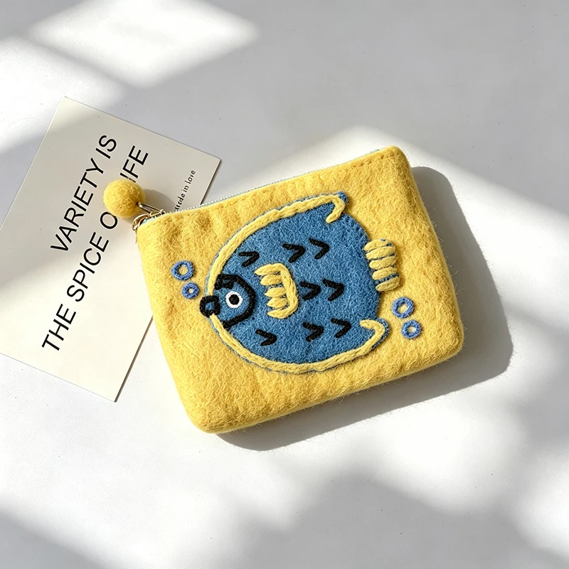 Handgefertigter Wollfilz-Münzbeutel, 3D-Cartoon-Tier-Geldbörse, Damen-Kartenhalter, Niedlicher Mini-Aufbewahrungsbeutel, Entzückende Weihnachtsgeschenke – Detail 8