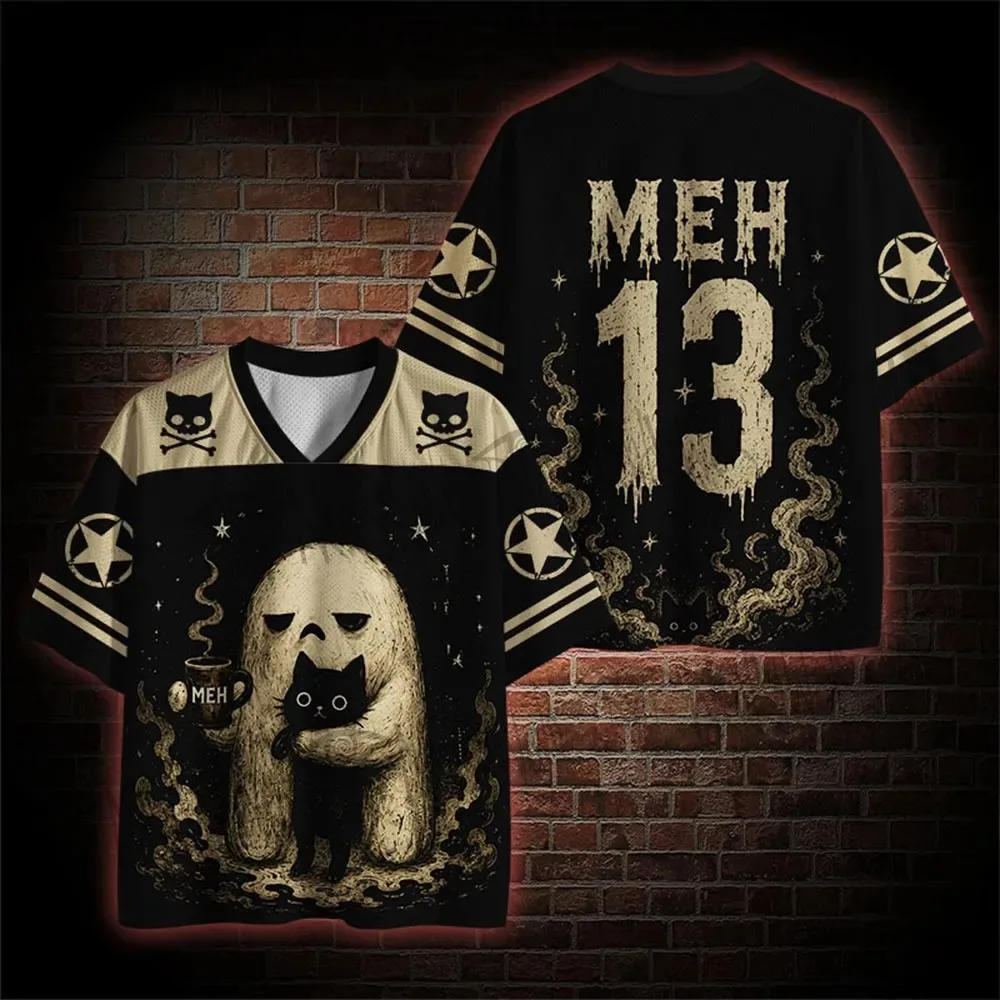 2026 Hot-selling Western-style Men's Halloween Ghost-print Mesh T-shirt; Trendy Top for Casual Wear and Sports.