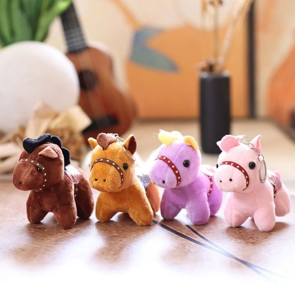 

Cartoon Pony Pendant Steed Doll Mascot Doll Stuffed Animal Keyring Fluffy Backpack Pendant Zodiac Pony Figurine Year of Horse
