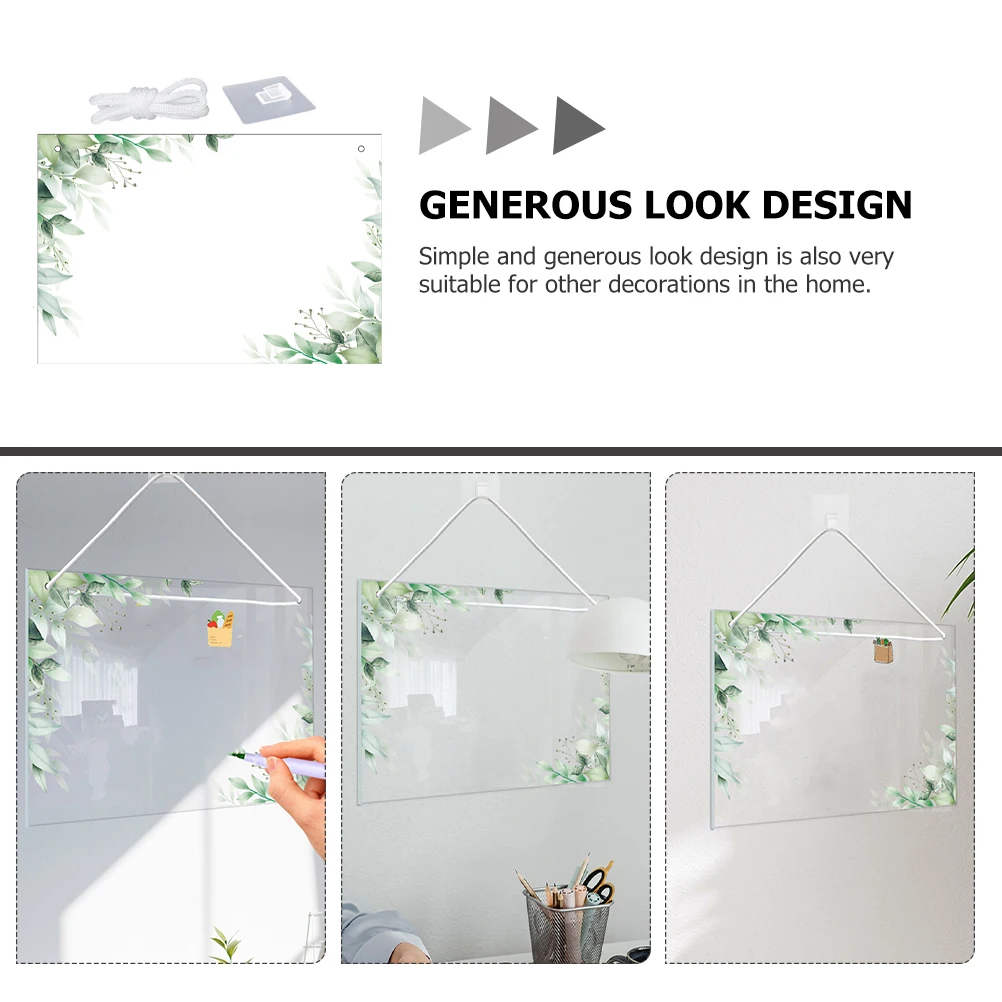 

Hanging Acrylic Board Clear Writing Board Erasable Schedule Planner Blank Note Pad Dry Whiteboard Home Office Use