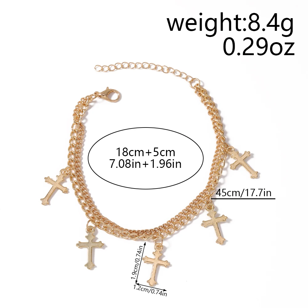 Aihua Boho Goldfarbenes Kleines Kreuz-Armband für Frauen Modischer Urlaubs- und Party-Schmuck Geschenke – Detail 1