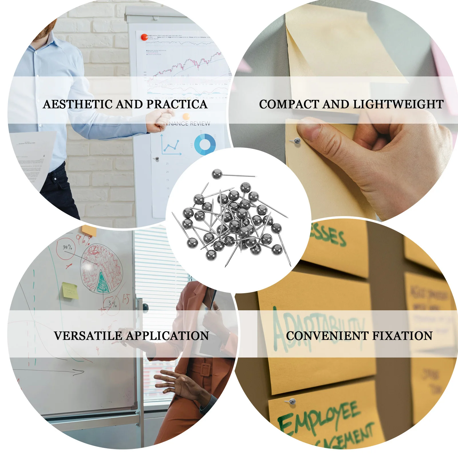 

5pcs 5 PCS Marking Push Pins Cute Decorative Ball Head Map for Travel Photo Thumb Tacks