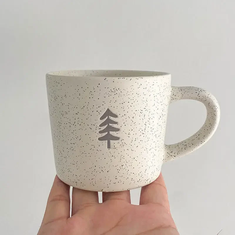 Japanese Ceramic Mug, High-value Coffee Mugs, Pine Tree Pattern Oat Breakfast Milk Kawaii Cup, Couple Tea Cups As Birthday Gift