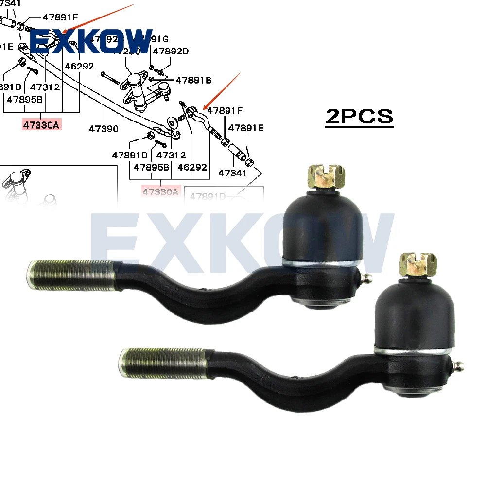 

2PCS INR Steering Tie Rod End Assy for Mitsubishi Pajero Montero Sport Challenger K86W K97W 1997-2005 L200 K57T K72T MR296274