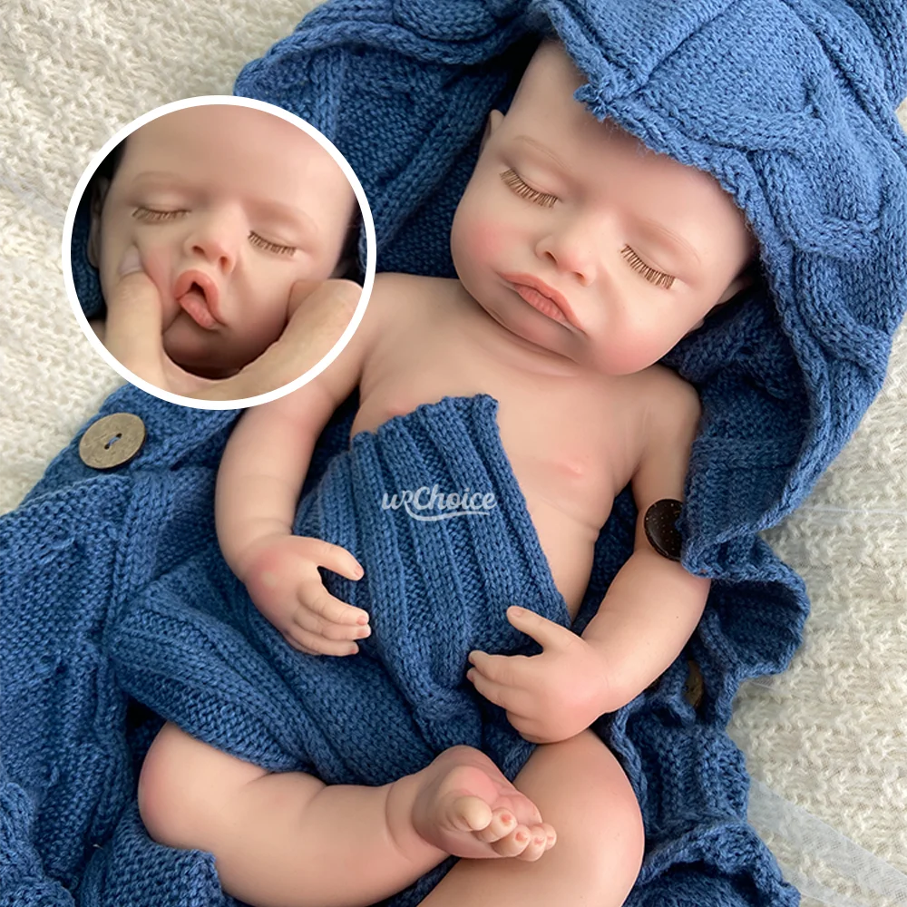 

Exquisite 18" Handmade Painted Silicone Reborn Baby Doll Lifelike Open Mouth Reborn Baby Girl Newborn For Kids Christmas Gift