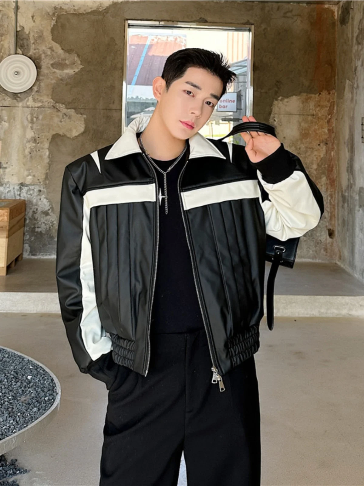 Casual hoogwaardig leer Color-Blo Design Jaet lichtgewicht luxe Sle lente herfst bovenkleding voor heren