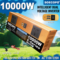 SOECOPO 10000W 2 sockets Portable Dual Voltage Input Inverter DC 12V24V 48V60V 60V72V to AC 110V 220V RV Camping CE FCC