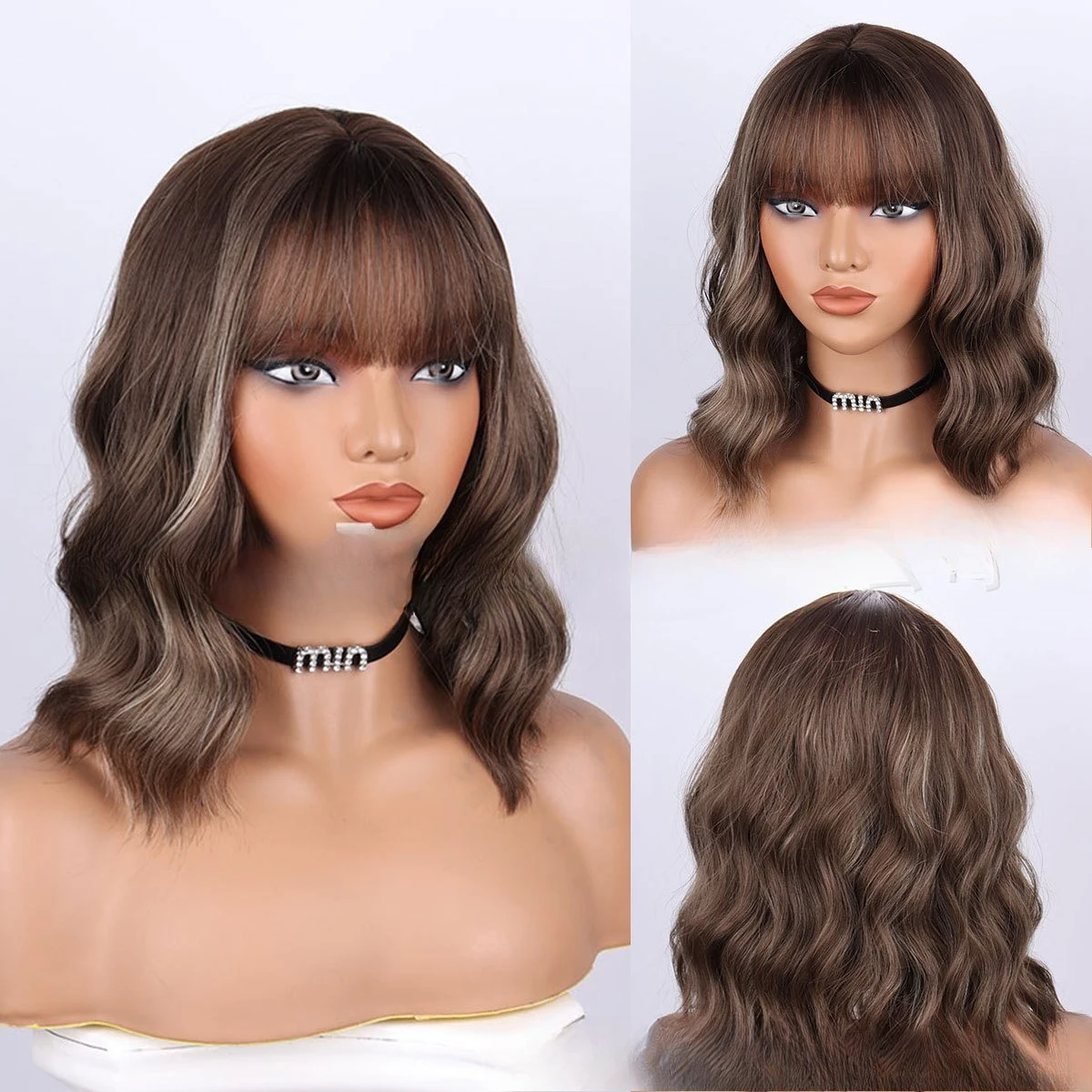 

Qi bangs age-reducing wig headgear temperament short curly hair fashion versatile wig cover