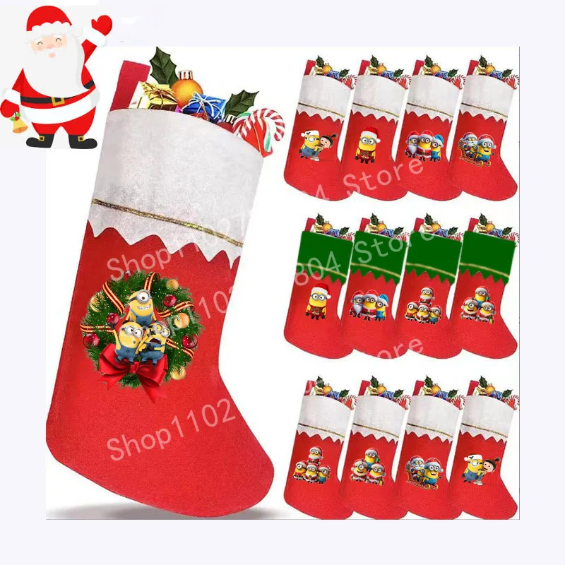 Christmas Stockings Cartoon Anime minionses Xmas Hanging Decorations Despicable Me Christmas Party Decor Decoraciones NavideNAs