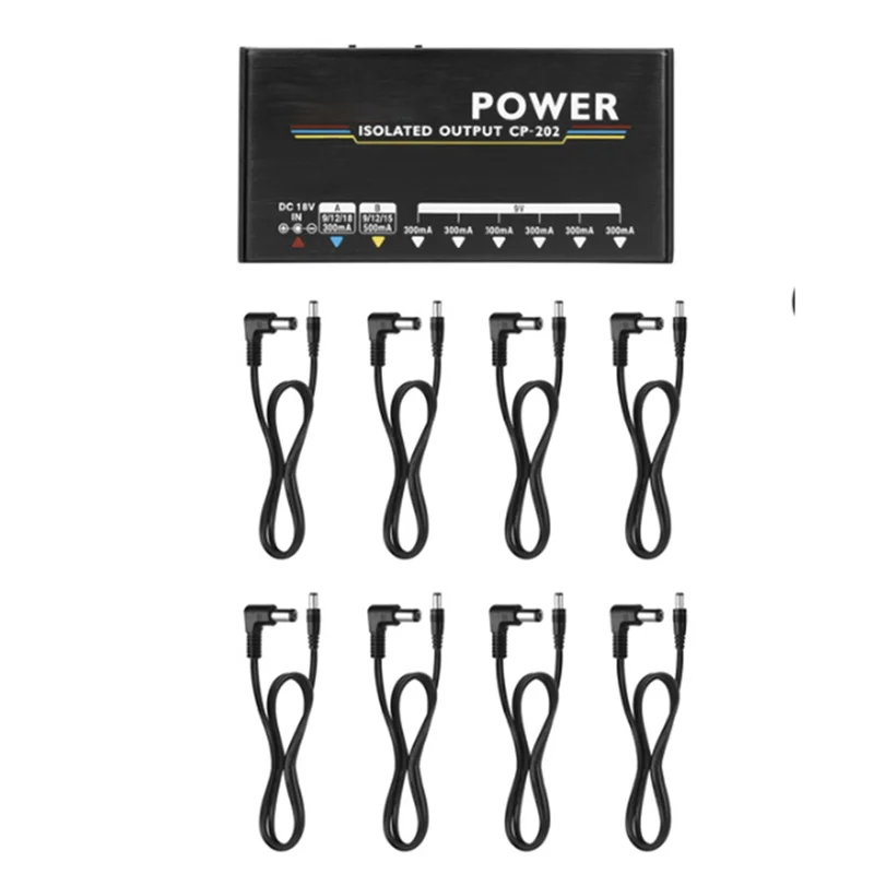 CP-202 تأثير الغيتار دواسة إمدادات الطاقة 8 مخرجات 9 فولت/12 فولت/15 فولت/18 فولت 18 واط معزولة حقا مع محول و10 كابلات