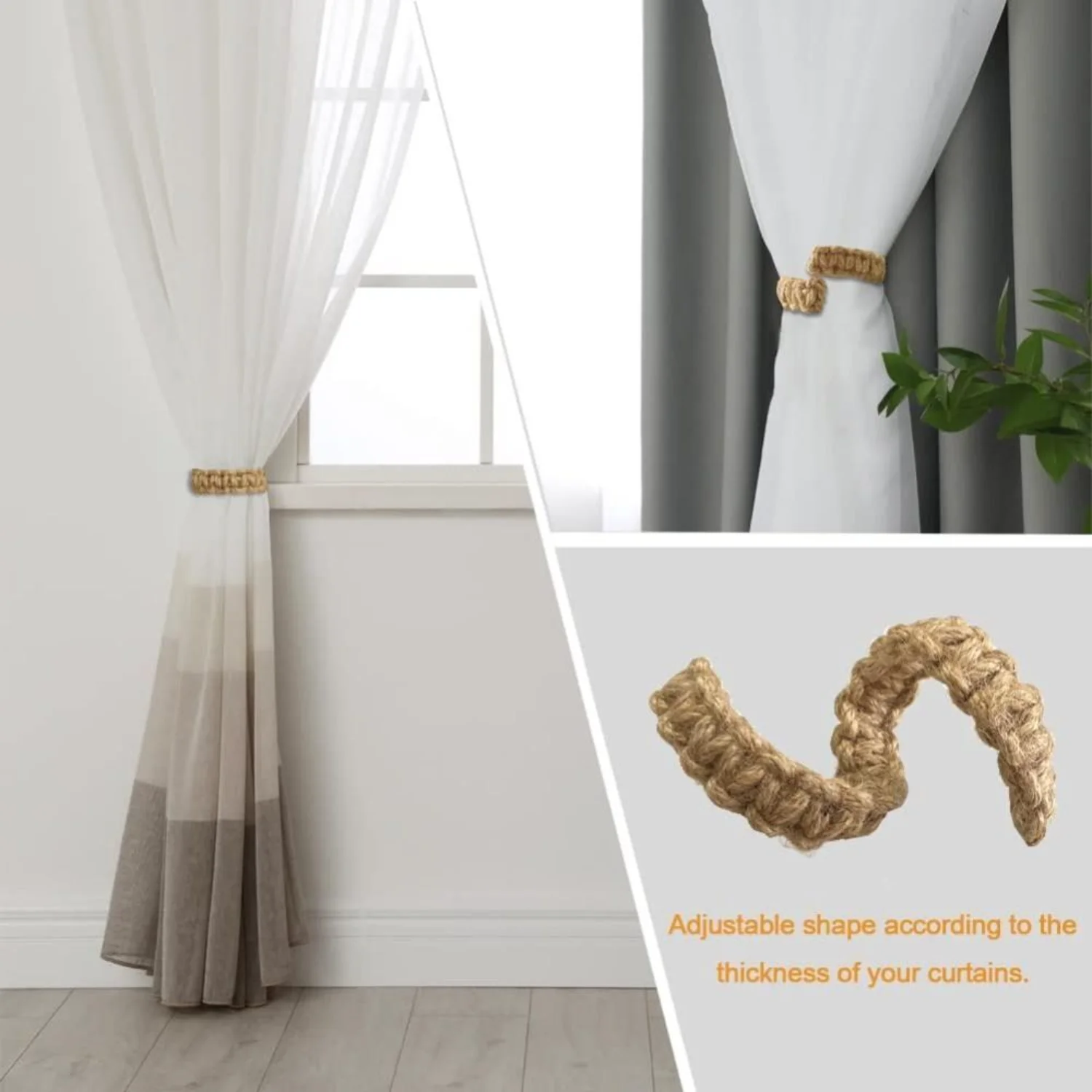 4 pieces of curtain straps, woven curtain bracket with curtain straps, decorative rope bracket, used for bedroom  decoration acc