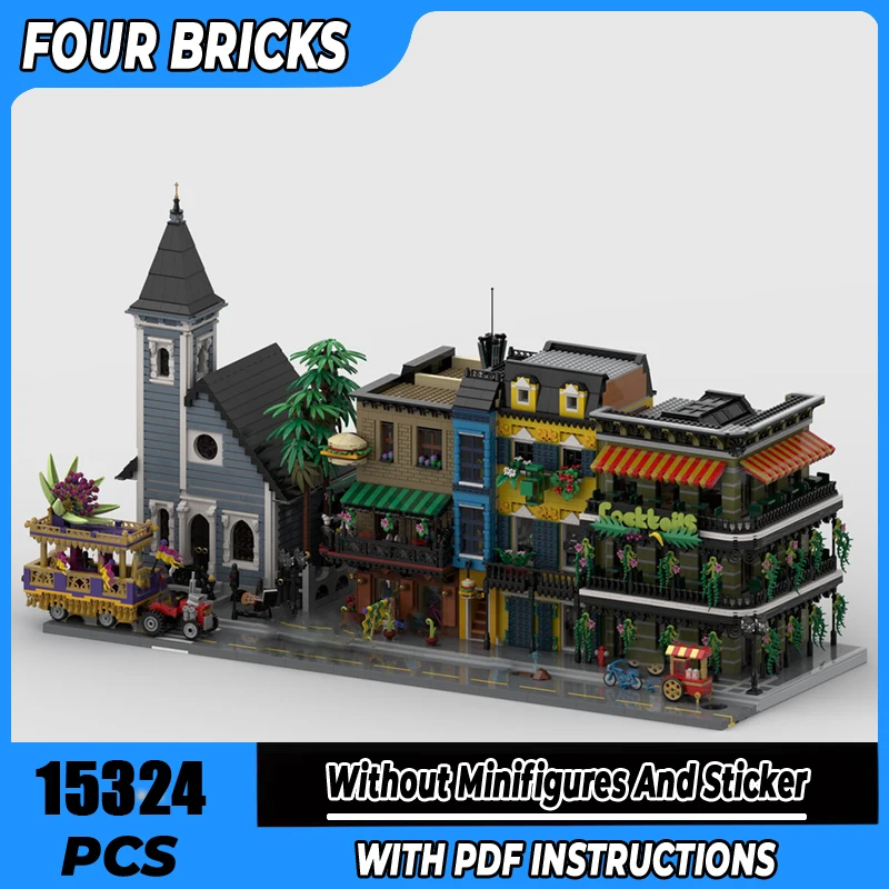 

Moc Building Blocks French Quarter New Orleans Technology Modular Bricks Model Gifts Christmas Toys DIY Sets Assembly