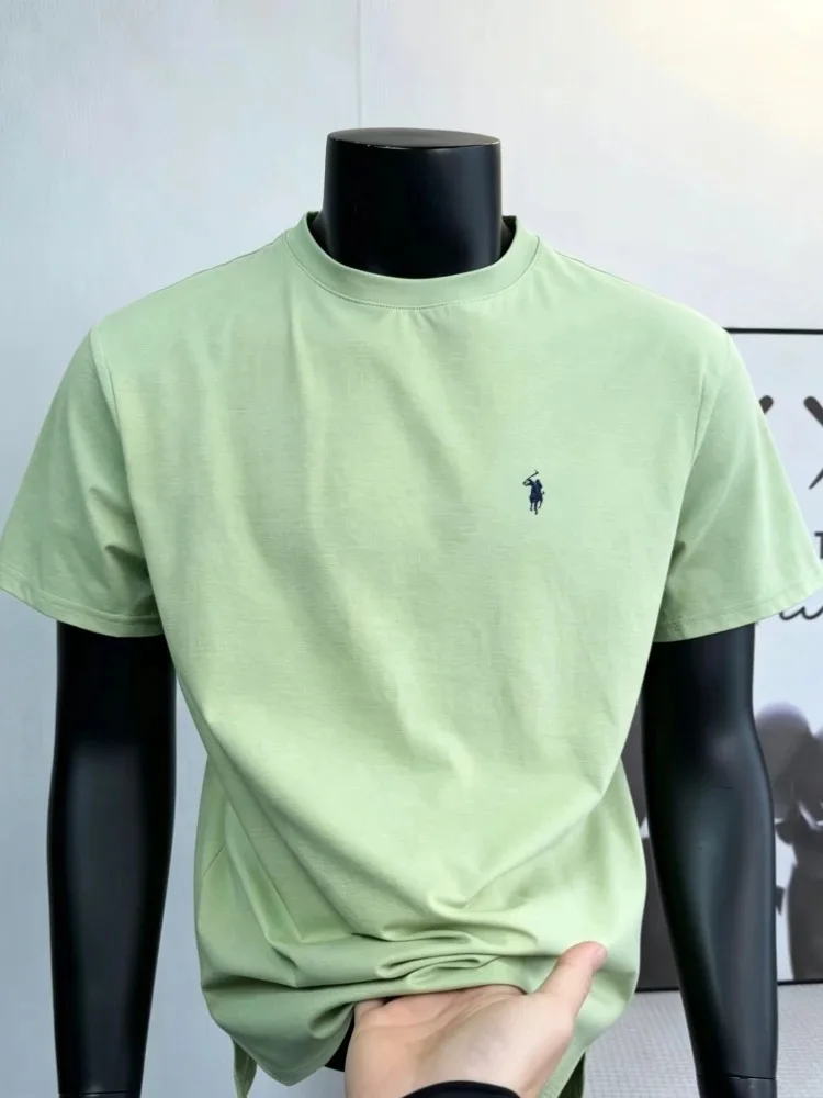 100% camiseta de manga corta de alta gama de algodón puro marca de diseñador de verano pony bordado cuello redondo moda relajada ropa de golf casual para hombres