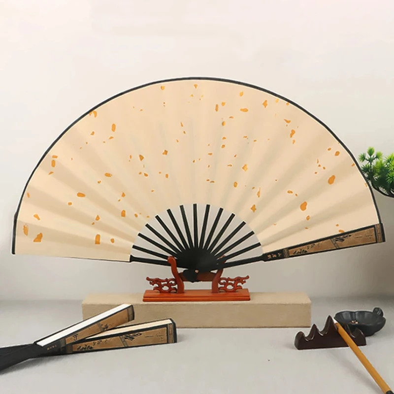 Blank Xuan Paper Folding Fan Carved Pattern Custom Calligraphy Painting Summer Cooling Daily Fan Rice Paper Art Supply Set