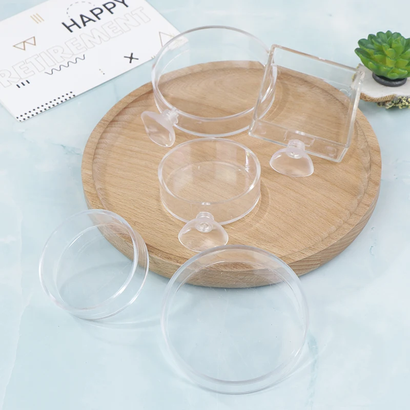 1Pc Aquarium Feeder Acrylic Transparent Fish Round Square Dishes Shrimp Food Box Fish And Shrimp Feeding Accessories