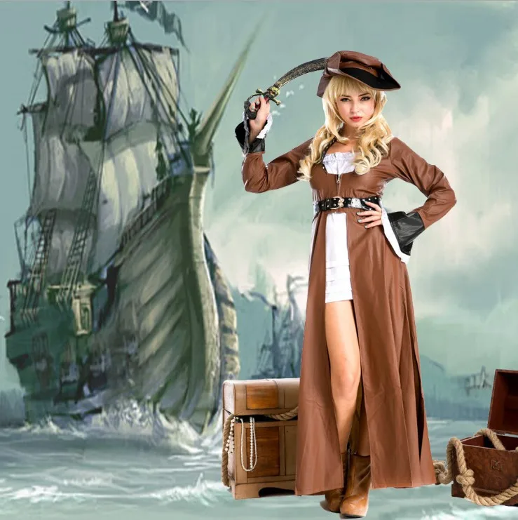 

Caribbean Pirate Costume Ball Masquerade Halloween Dance Performance Outfit Polyester Material Ladies Ethnic Stage Costume